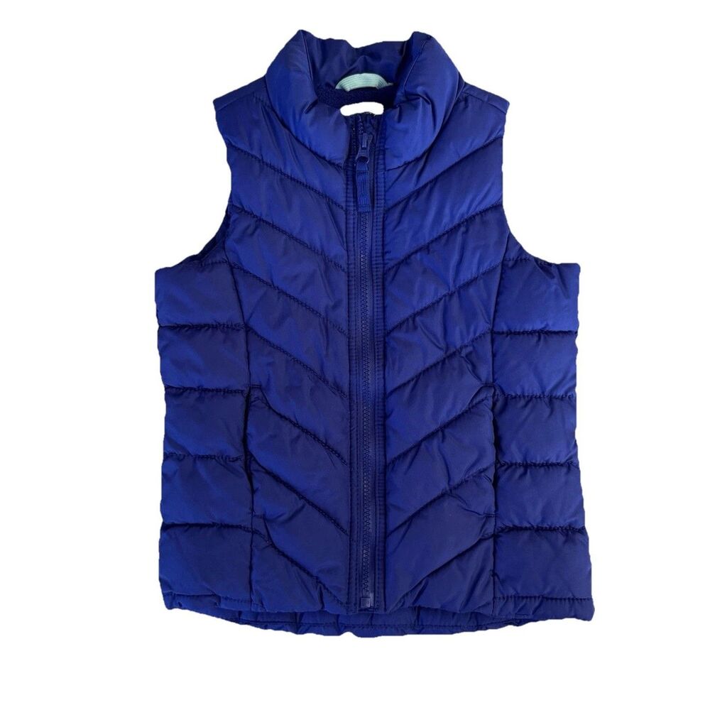 Old Navy Youth Kids XS 5 Puffer Vest Blue Casual Sleeveless Zip Frost Free